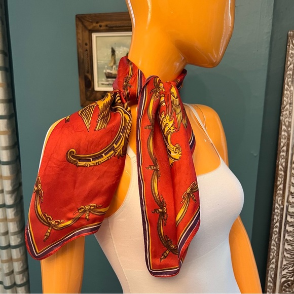 Vintage Accessories - Vintage 80s Baroque Print Twill Scarf